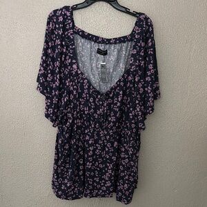 Lane Bryant Plus Swing Flutter-Sleeve Sweetheart-Neck Babydoll Top, 26/28 4X